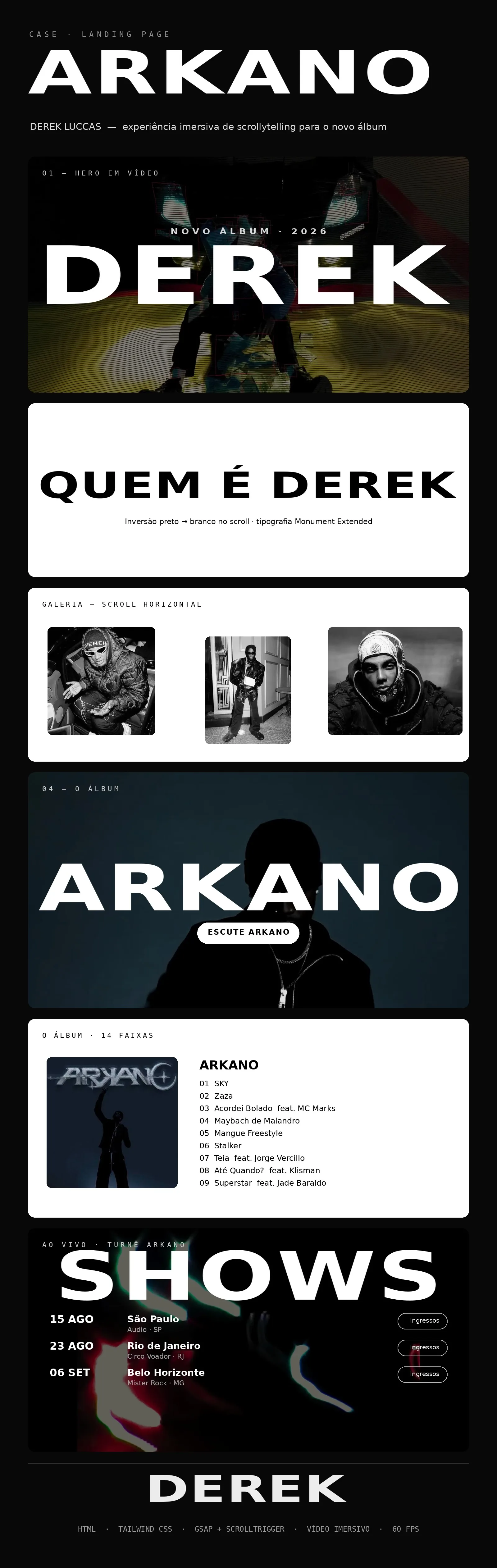 Landing page ARKANO — DEREK LUCCAS