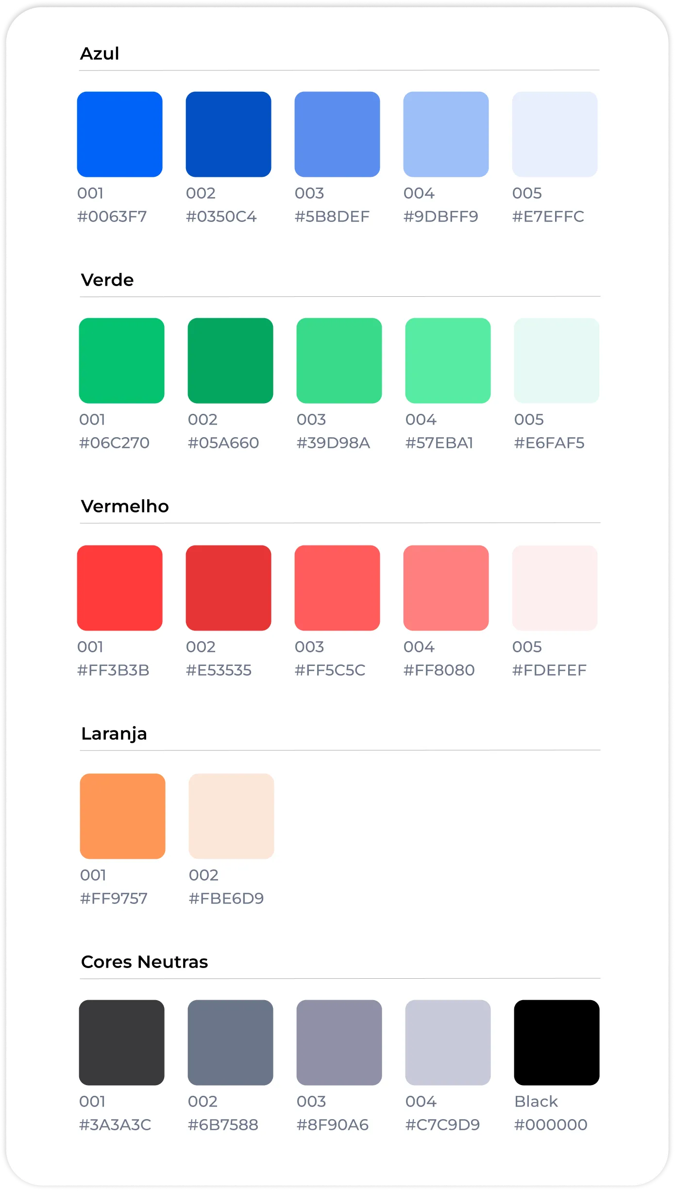 Paleta de cores do Design System