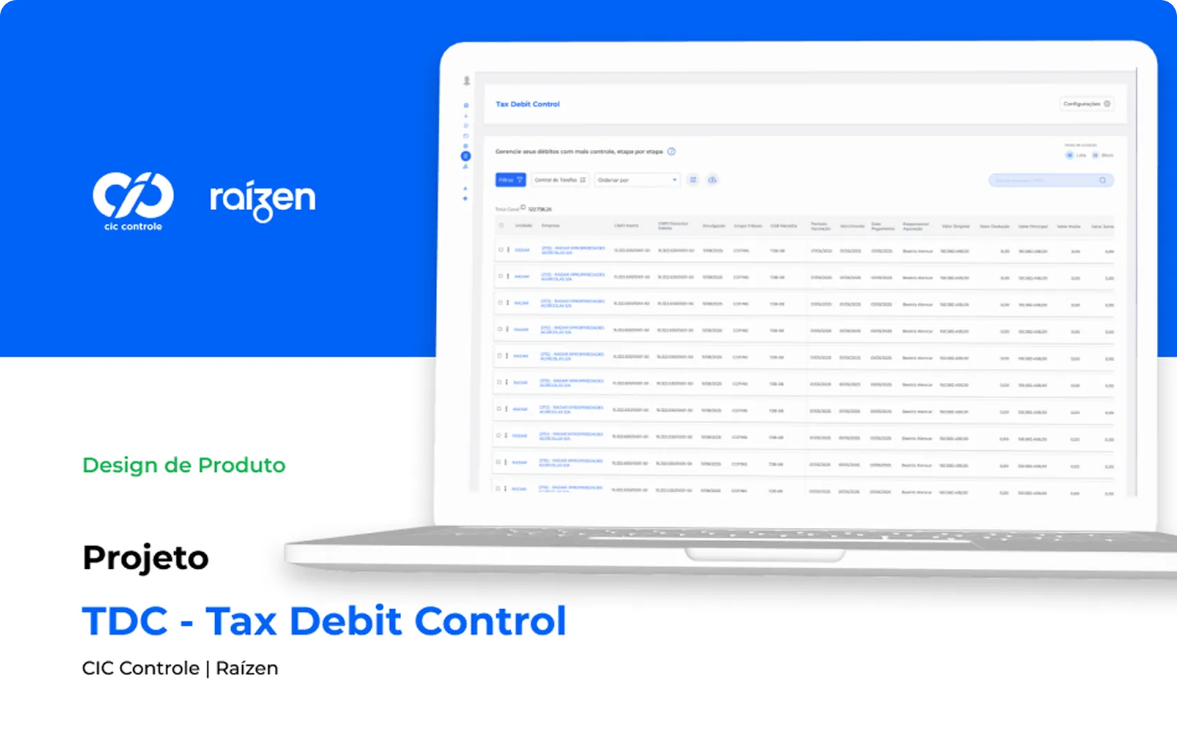 Capa do case Tax Debit Control
